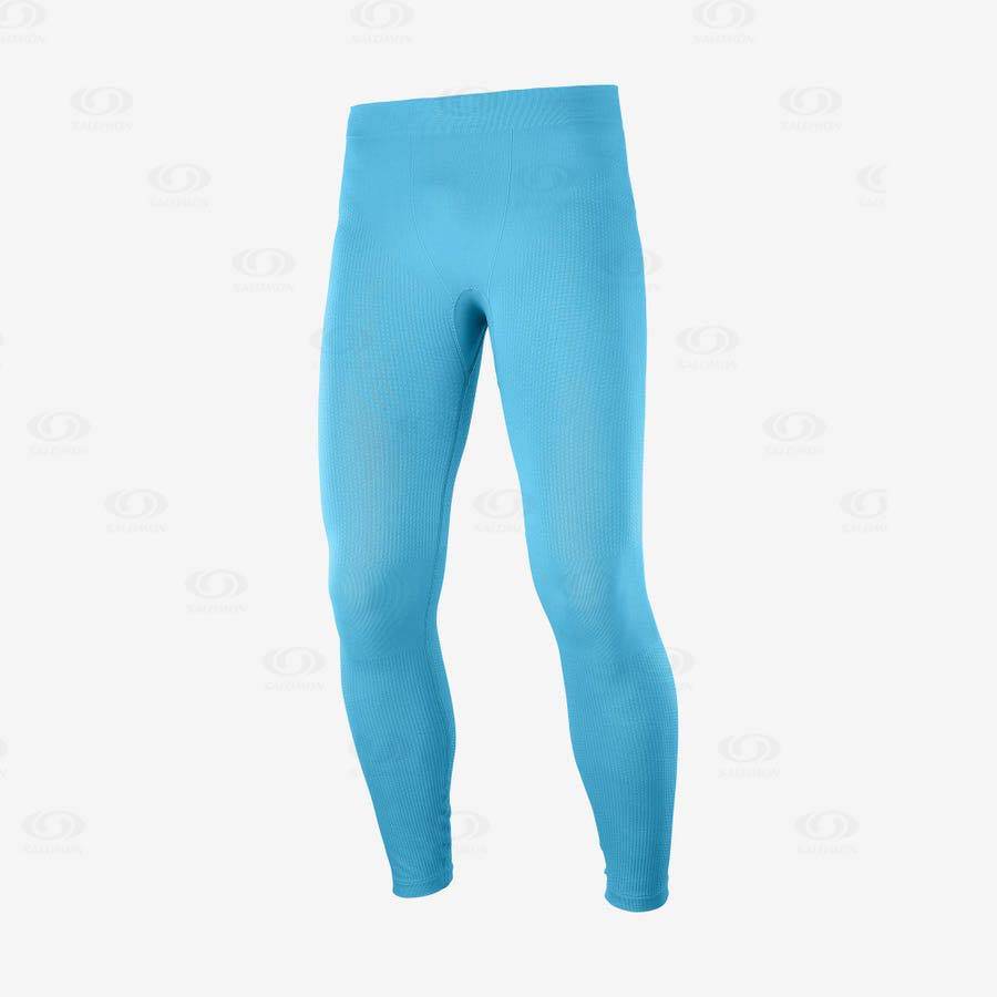 Blue Men\'s Salomon ESSENTIAL SEAMLESS Running Tights | USA-W1590