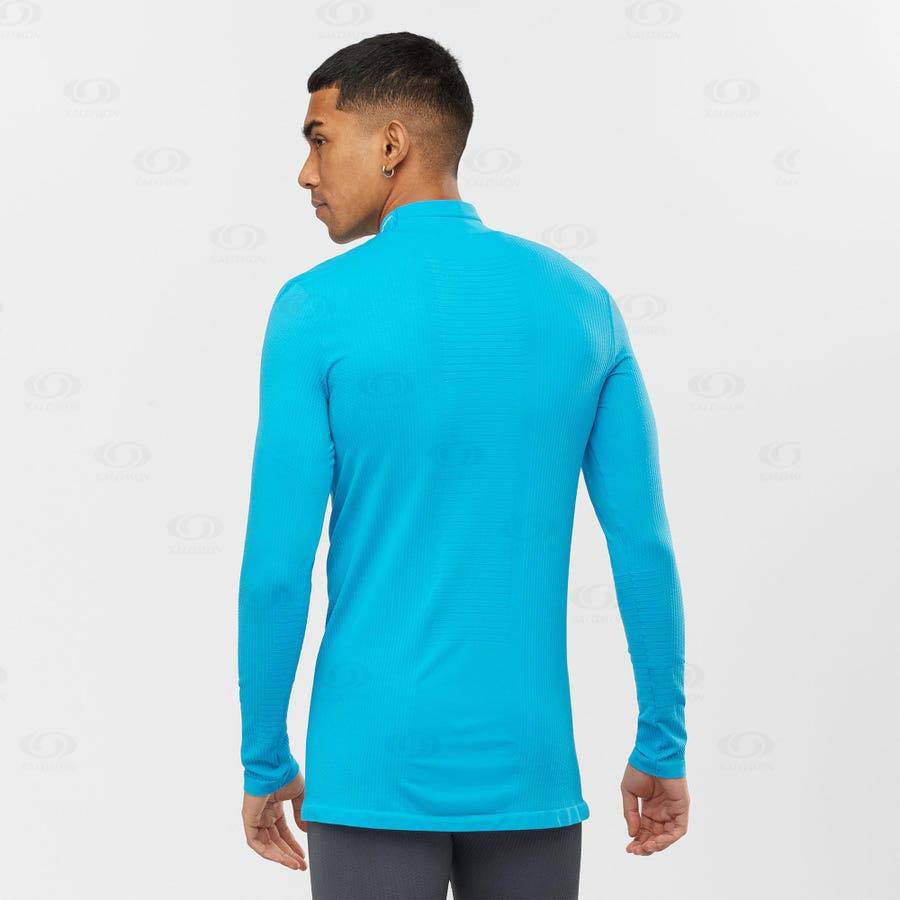 Blue Men's Salomon ESSENTIAL SEAMLESS T Shirts | USA-N2527