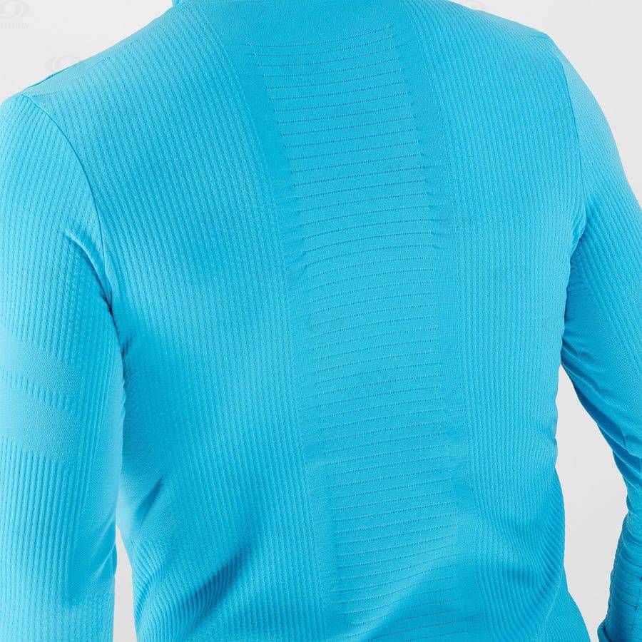 Blue Men's Salomon ESSENTIAL SEAMLESS T Shirts | USA-N2527