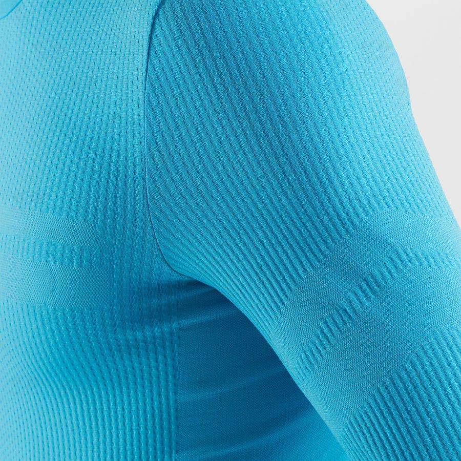 Blue Men's Salomon ESSENTIAL SEAMLESS T Shirts | USA-N2527