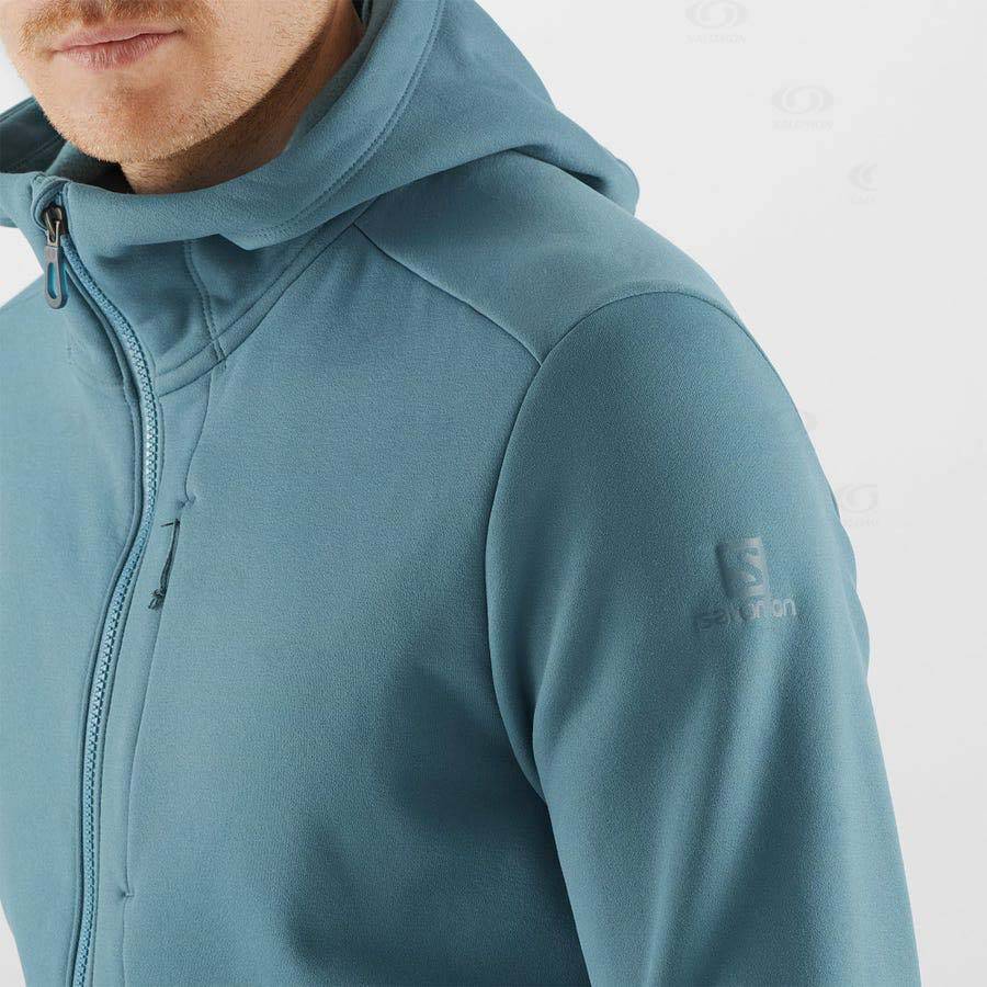 Blue Men's Salomon ESSENTIAL WARM FLEECE Hoodie | USA-N1750