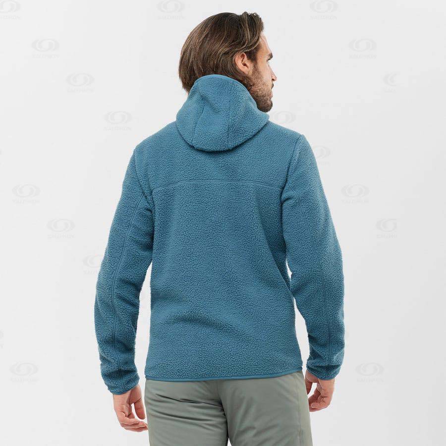 Blue Men's Salomon ESSENTIAL WARM TEDDY Hoodie | USA-M1916