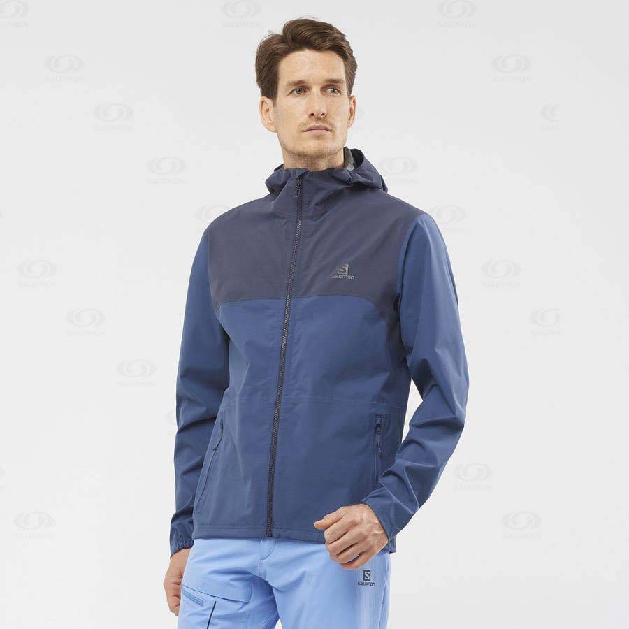 Blue Men's Salomon ESSENTIAL WATERPROOF 2.5L Waterproof Jackets | USA-N1638