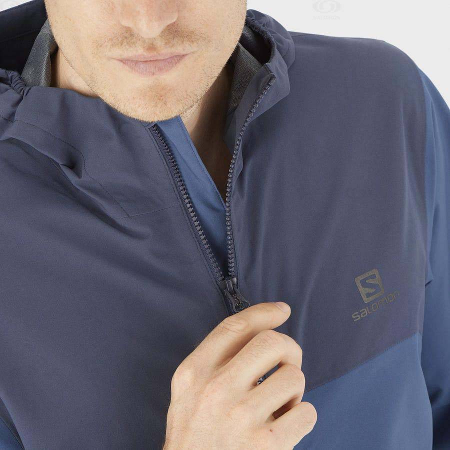 Blue Men's Salomon ESSENTIAL WATERPROOF 2.5L Waterproof Jackets | USA-N1638