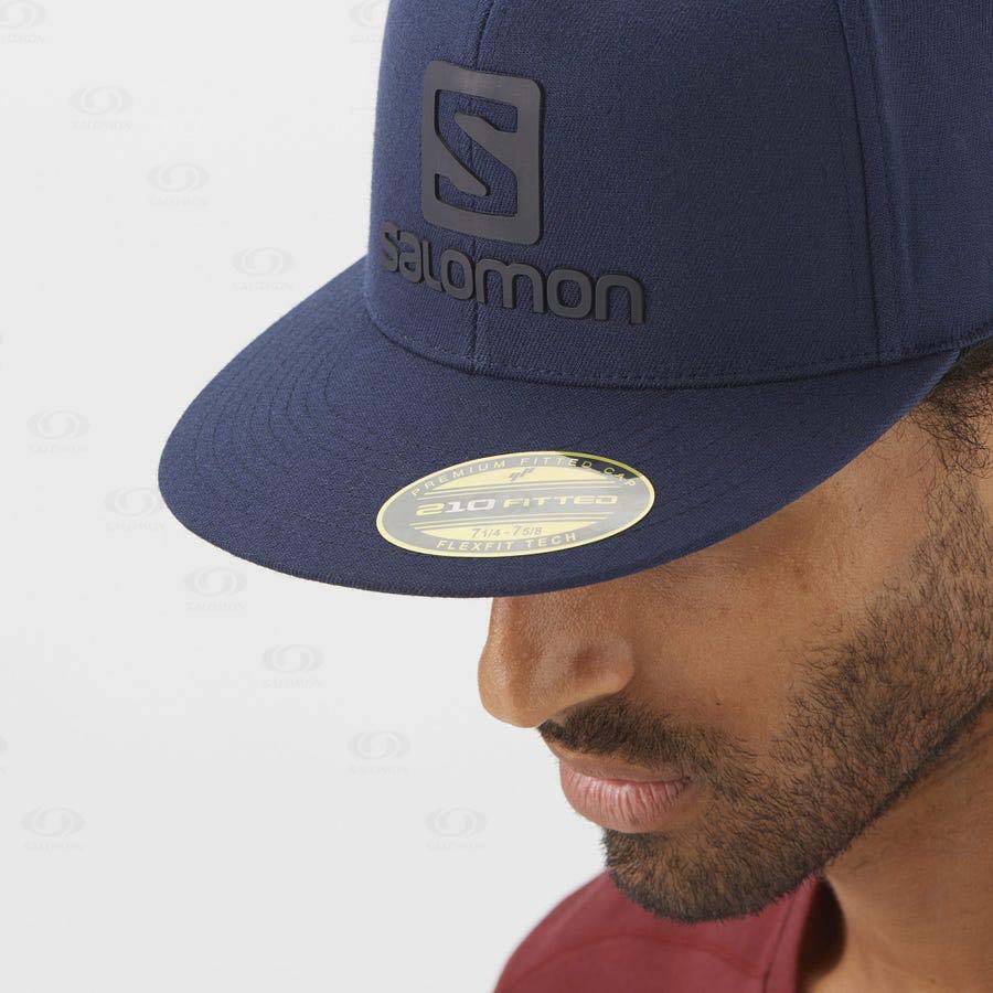 Blue Men's Salomon LOGO CAP FLEXFIT® Hats | USA-M1559