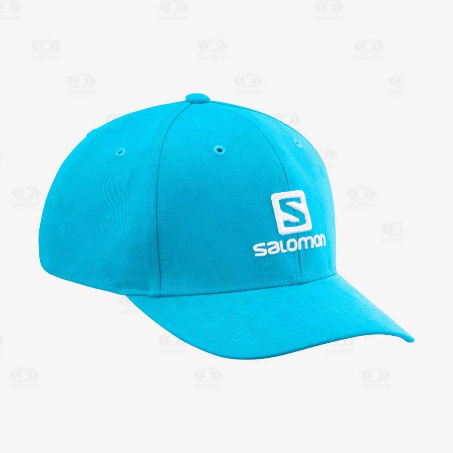 Blue Men\'s Salomon LOGO Hats | USA-W1520