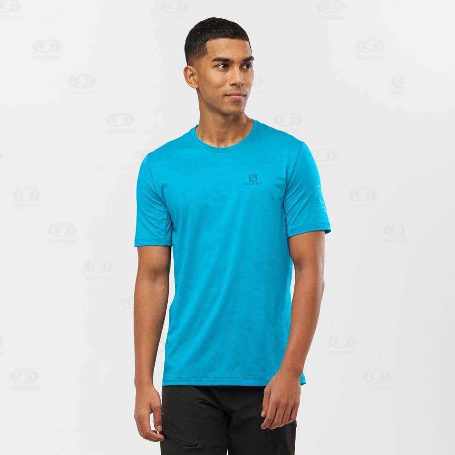 Blue Men's Salomon OUTLINE T Shirts | USA-M2497