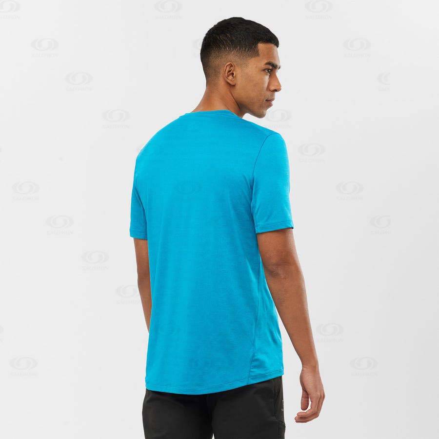 Blue Men's Salomon OUTLINE T Shirts | USA-M2497