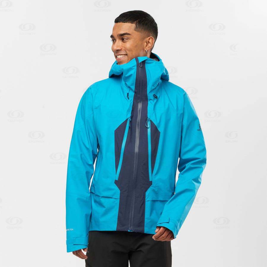 Blue Men's Salomon OUTPEAK GORE-TEX 3L Waterproof Jackets | USA-N2037