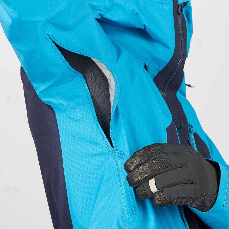 Blue Men's Salomon OUTPEAK GORE-TEX 3L Waterproof Jackets | USA-N2037