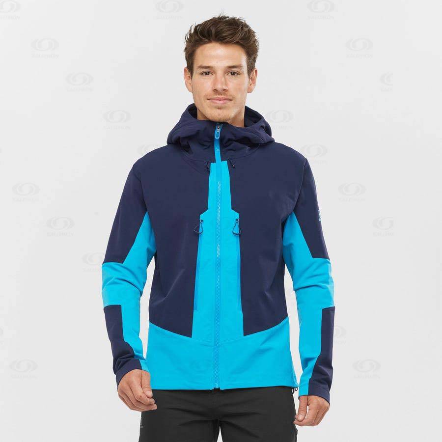 Blue Men's Salomon OUTPEAK SOFTSHELL Softshell Jackets | USA-A1612