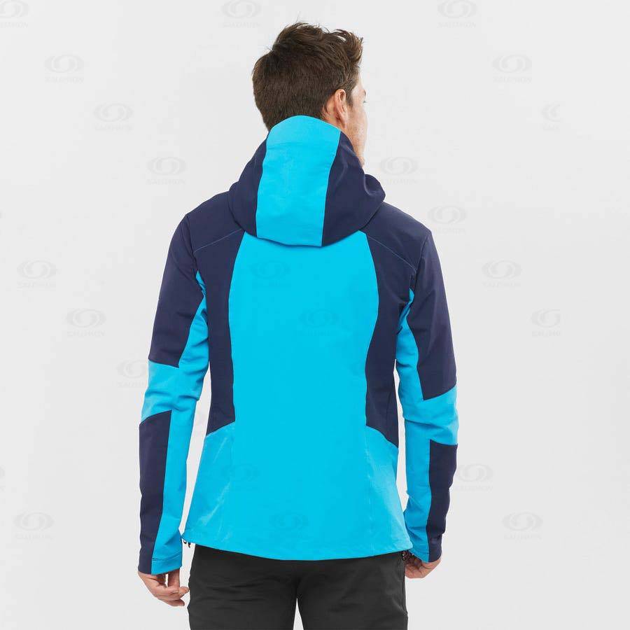 Blue Men's Salomon OUTPEAK SOFTSHELL Softshell Jackets | USA-A1612