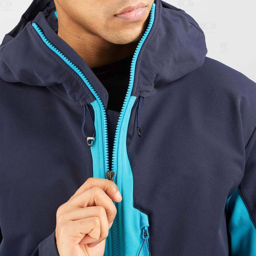 Blue Men's Salomon OUTPEAK SOFTSHELL Softshell Jackets | USA-A1612