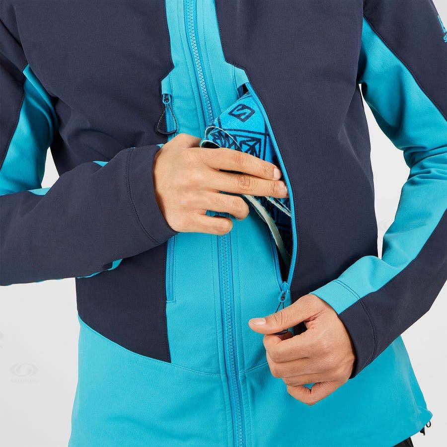 Blue Men's Salomon OUTPEAK SOFTSHELL Softshell Jackets | USA-A1612