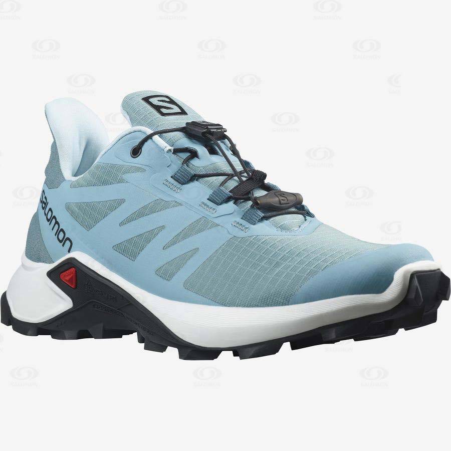 Blue / White Women's Salomon SUPERCROSS 3 Trail Running Shoes | USA-L2110