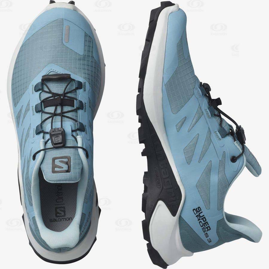 Blue / White Women's Salomon SUPERCROSS 3 Trail Running Shoes | USA-L2110