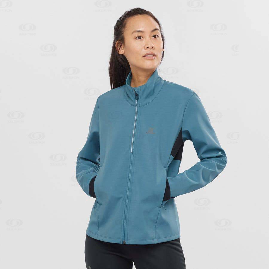 Blue Women's Salomon AGILE SOFTSHELL Softshell Jackets | USA-N2520