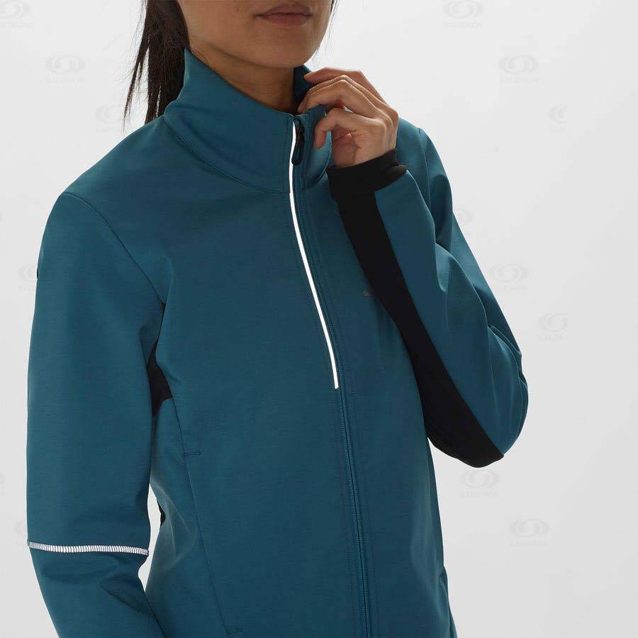 Blue Women's Salomon AGILE SOFTSHELL Softshell Jackets | USA-N2520