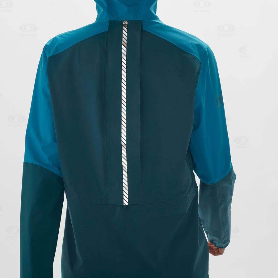 Blue Women's Salomon BONATTI TRAIL Waterproof Jackets | USA-O1420