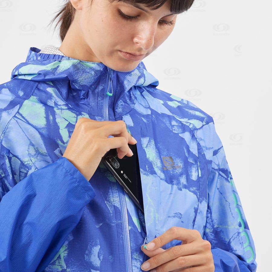 Blue Women's Salomon BONATTI WATERPROOF Waterproof Jackets | USA-O2365