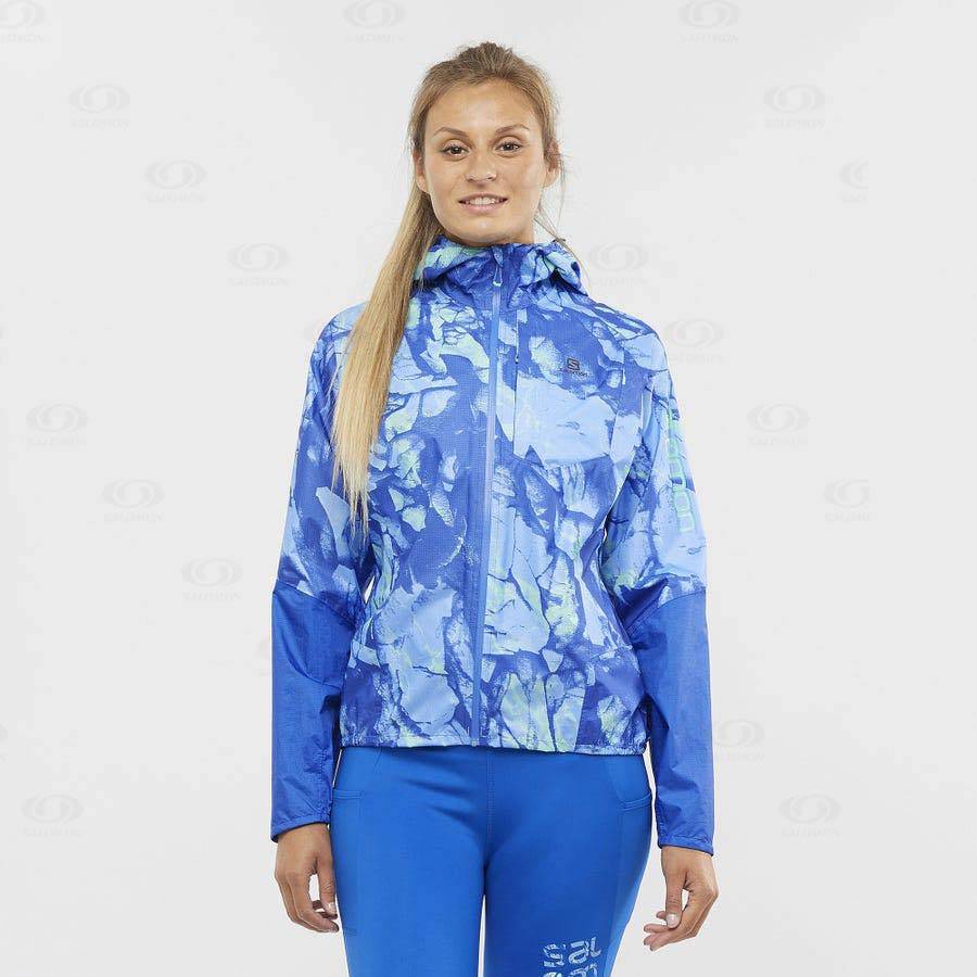 Blue Women's Salomon BONATTI WATERPROOF Waterproof Jackets | USA-O2365