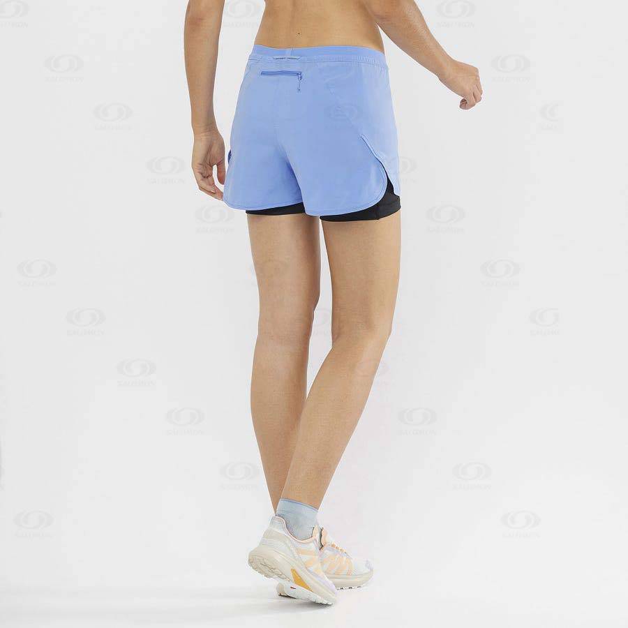 Blue Women's Salomon CROSS 2IN1 Shorts | USA-S1415