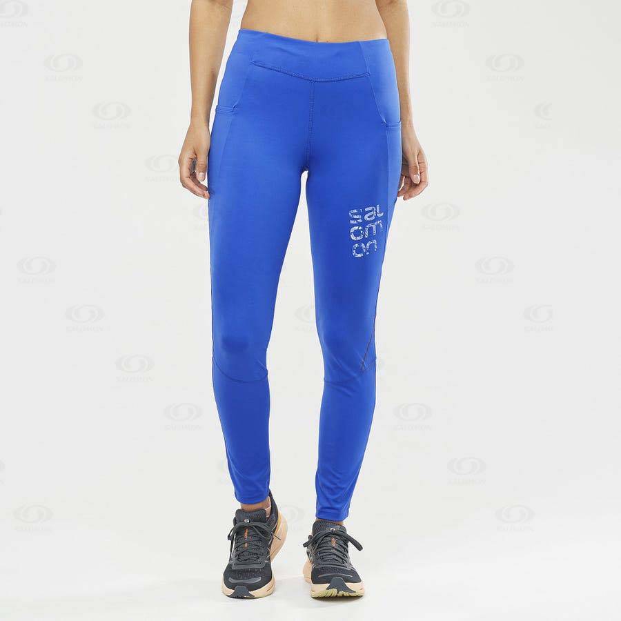 Blue Women's Salomon CROSS RUN 28'' Running Tights | USA-A2361