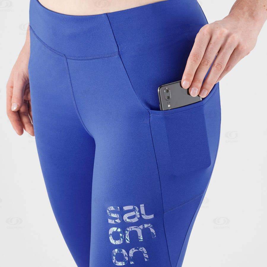 Blue Women's Salomon CROSS RUN 28'' Running Tights | USA-A2361