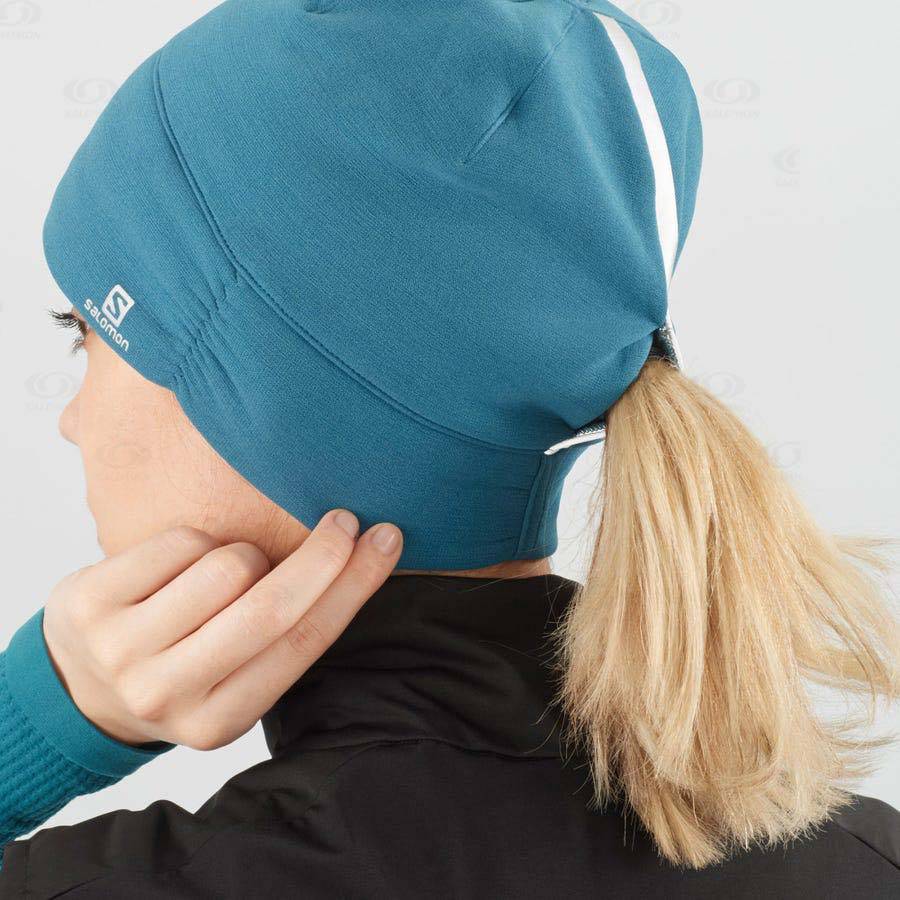 Blue Women's Salomon ELEVATE WARM Hats | USA-S1604