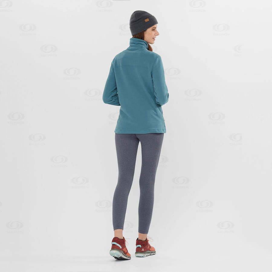 Blue Women's Salomon ESSENTIAL COSY FLEECE Hoodie | USA-L2075