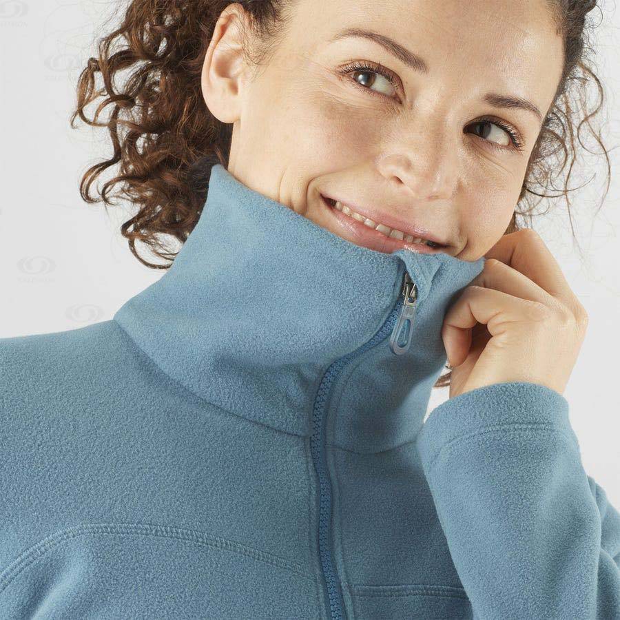 Blue Women's Salomon ESSENTIAL COSY FLEECE Hoodie | USA-L2075