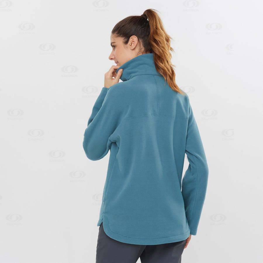 Blue Women's Salomon ESSENTIAL COSY FLEECE Hoodie | USA-O1581