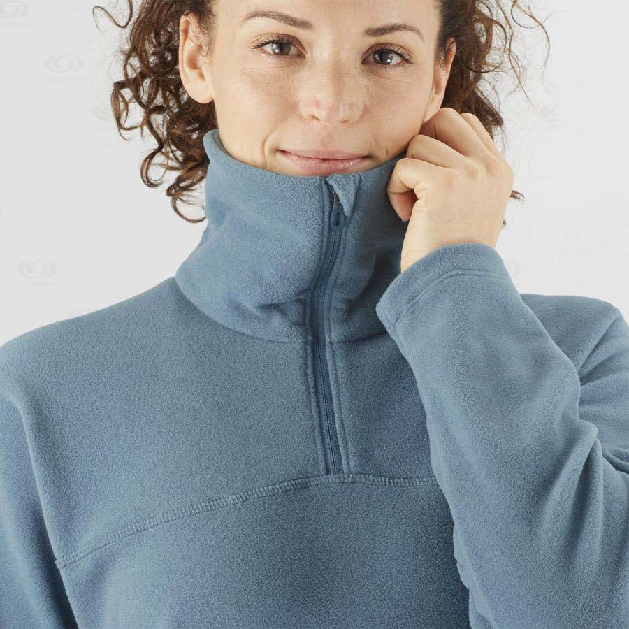 Blue Women's Salomon ESSENTIAL COSY FLEECE Hoodie | USA-O1581