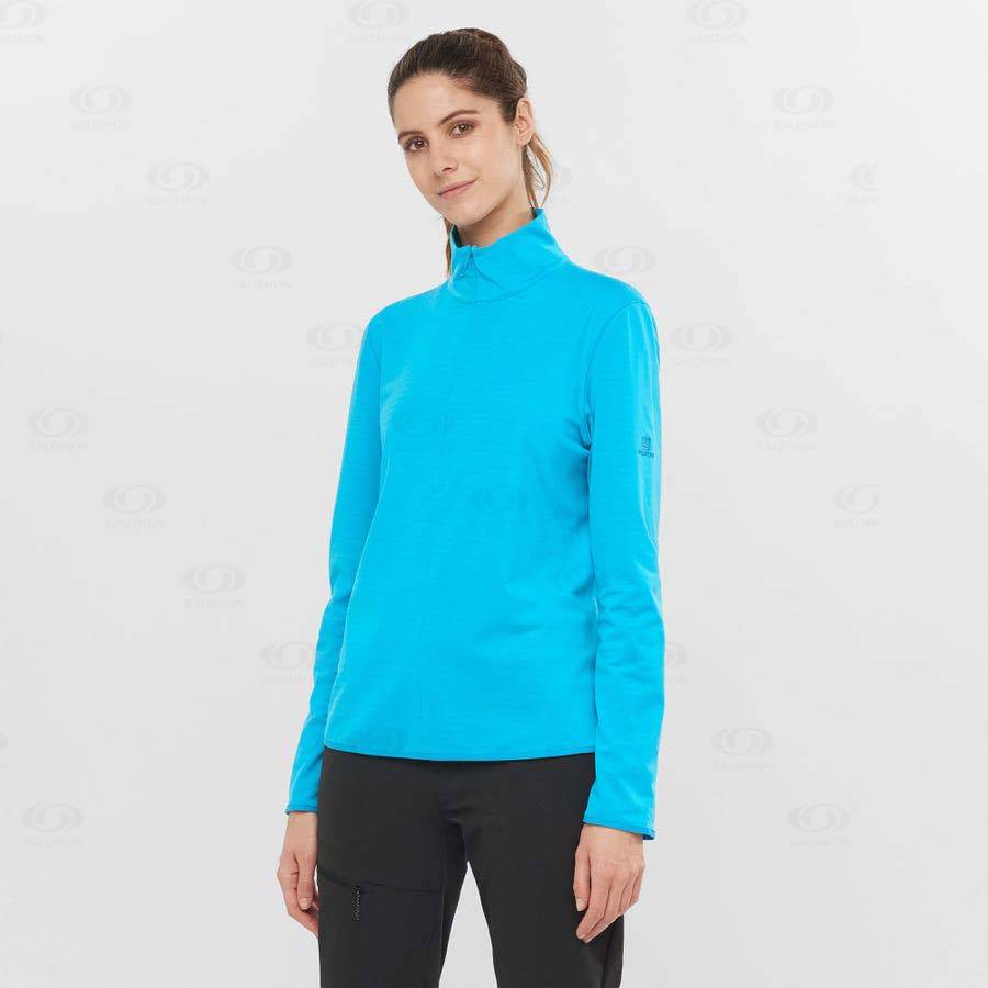 Blue Women's Salomon ESSENTIAL LIGHTWARM Hoodie | USA-M2091