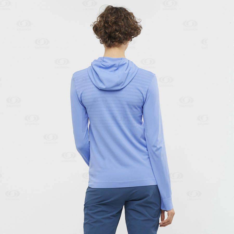 Blue Women's Salomon ESSENTIAL SEAMLESS Hoodie | USA-L1487