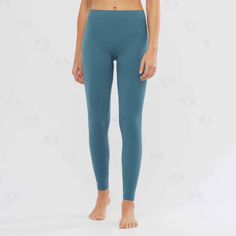 Blue Women's Salomon ESSENTIAL SEAMLESS Running Tights | USA-O1896