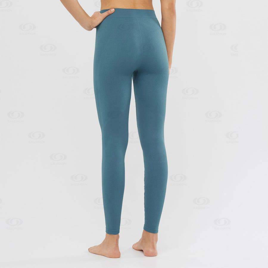 Blue Women's Salomon ESSENTIAL SEAMLESS Running Tights | USA-O1896