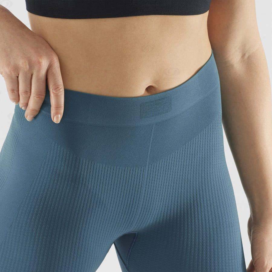 Blue Women's Salomon ESSENTIAL SEAMLESS Running Tights | USA-O1896