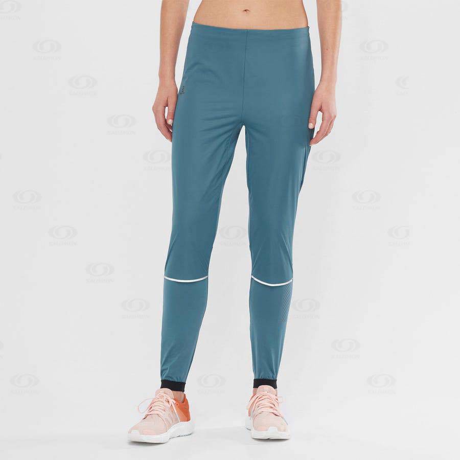 Blue Women's Salomon LIGHT SHELL Running Tights | USA-O1483