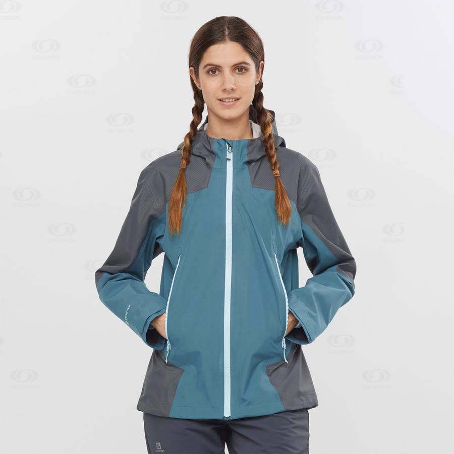 Blue Women's Salomon OUTLINE GORE-TEX HYBRID Waterproof Jackets | USA-S2290