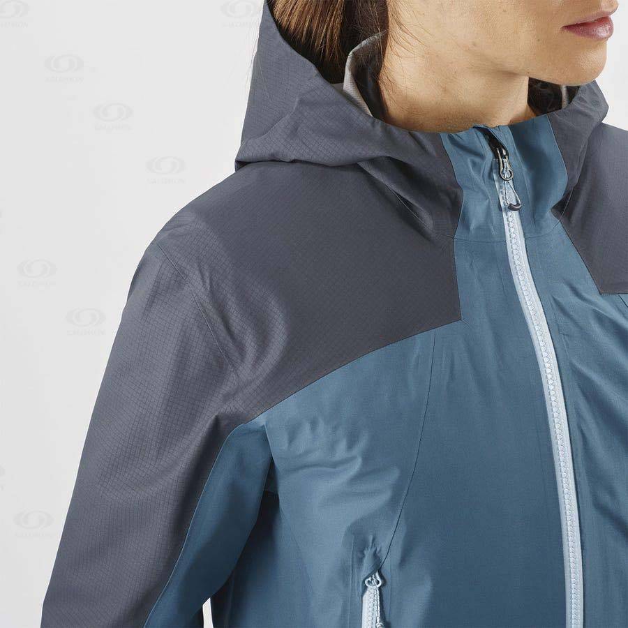 Blue Women's Salomon OUTLINE GORE-TEX HYBRID Waterproof Jackets | USA-S2290