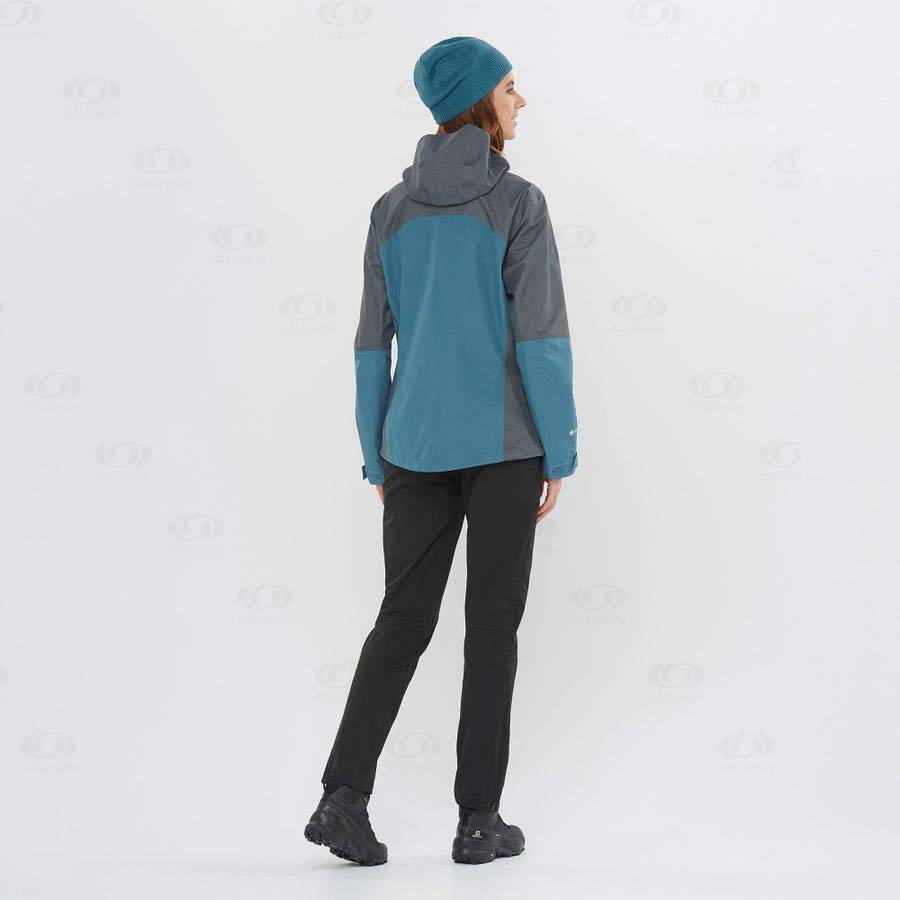 Blue Women's Salomon OUTLINE GORE-TEX HYBRID Waterproof Jackets | USA-S2290