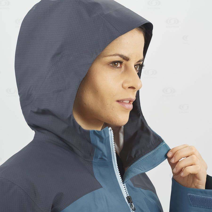 Blue Women's Salomon OUTLINE GORE-TEX HYBRID Waterproof Jackets | USA-S2290