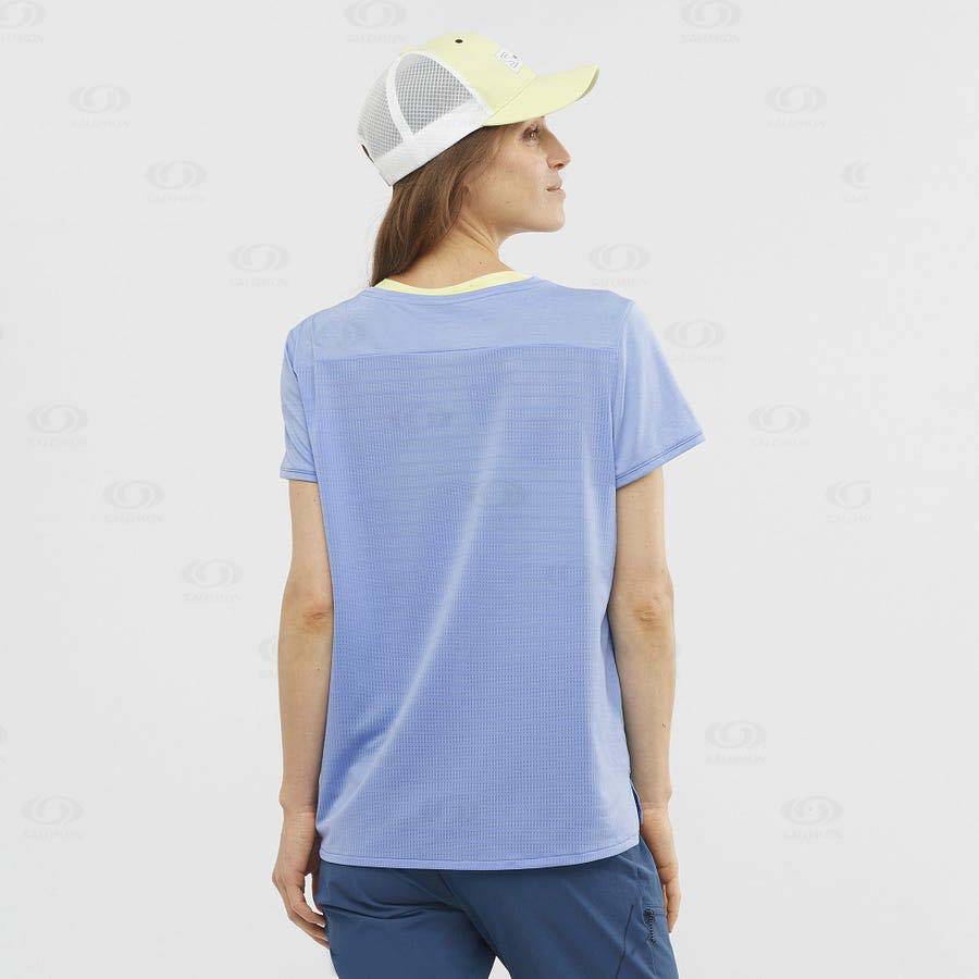 Blue Women's Salomon OUTLINE SUMMER T Shirts | USA-A1724