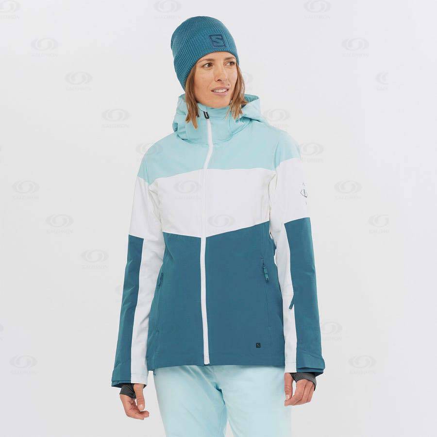 Blue Women's Salomon SLALOM Ski Jackets | USA-S1639