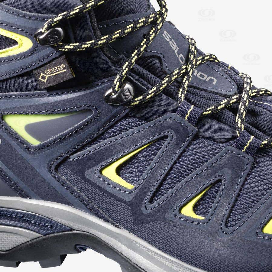 Blue Women's Salomon X ULTRA 3 WIDE MID GORE-TEX Waterproof Shoes | USA-L2495