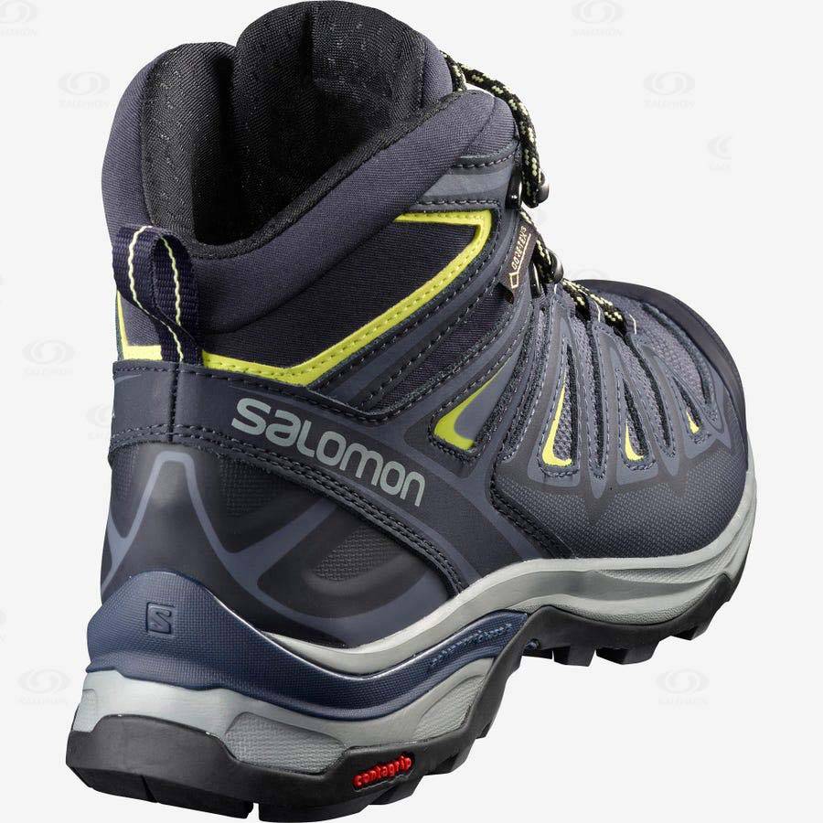 Blue Women's Salomon X ULTRA 3 WIDE MID GORE-TEX Hiking Boots | USA-O1243