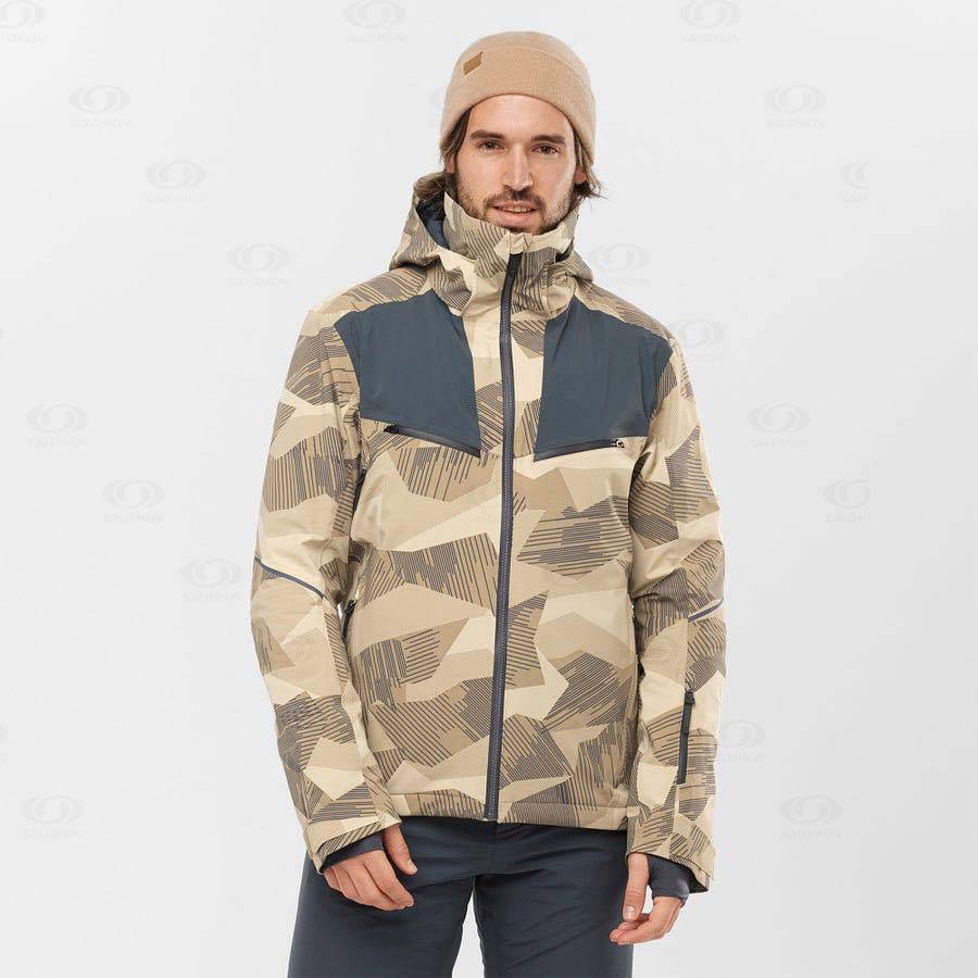 Brown Men's Salomon BRILLIANT Ski Jackets | USA-S1009