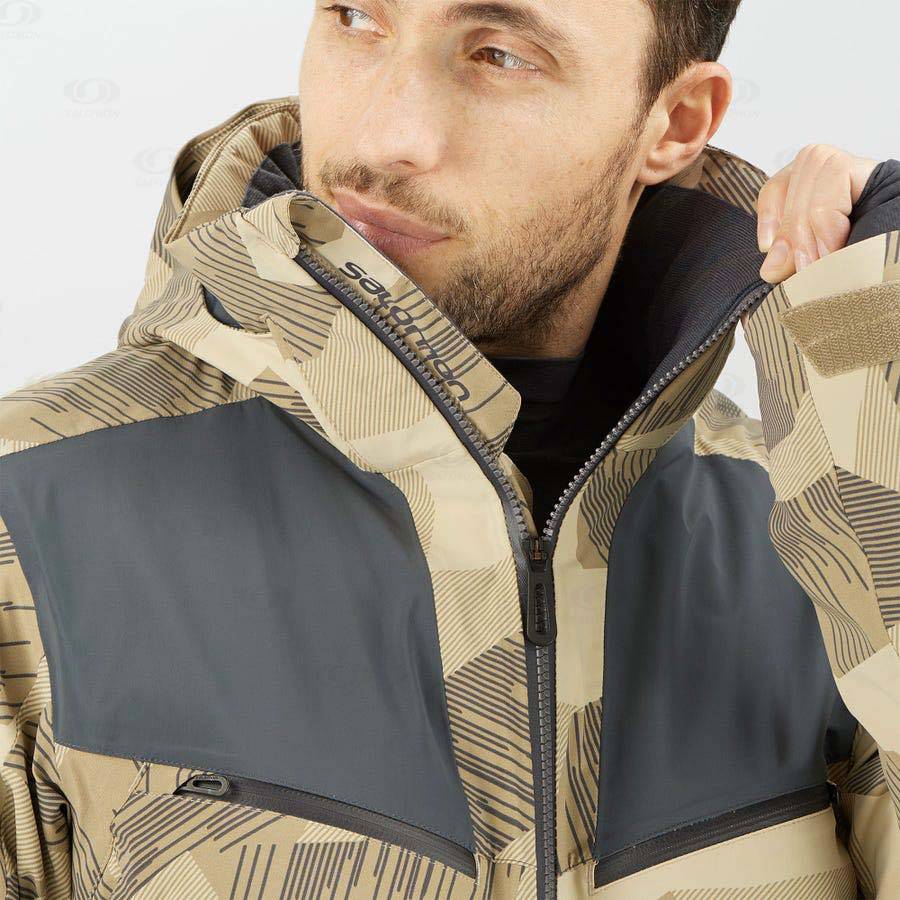 Brown Men's Salomon BRILLIANT Ski Jackets | USA-S1009