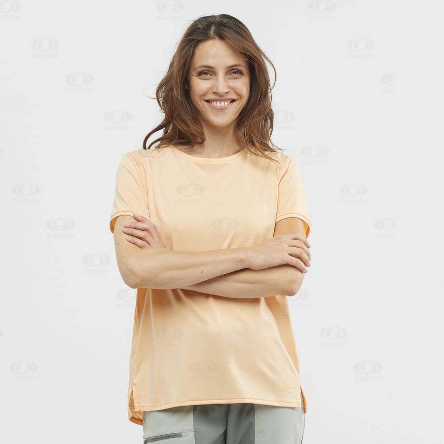 Brown Women's Salomon OUTLINE SUMMER T Shirts | USA-L2565